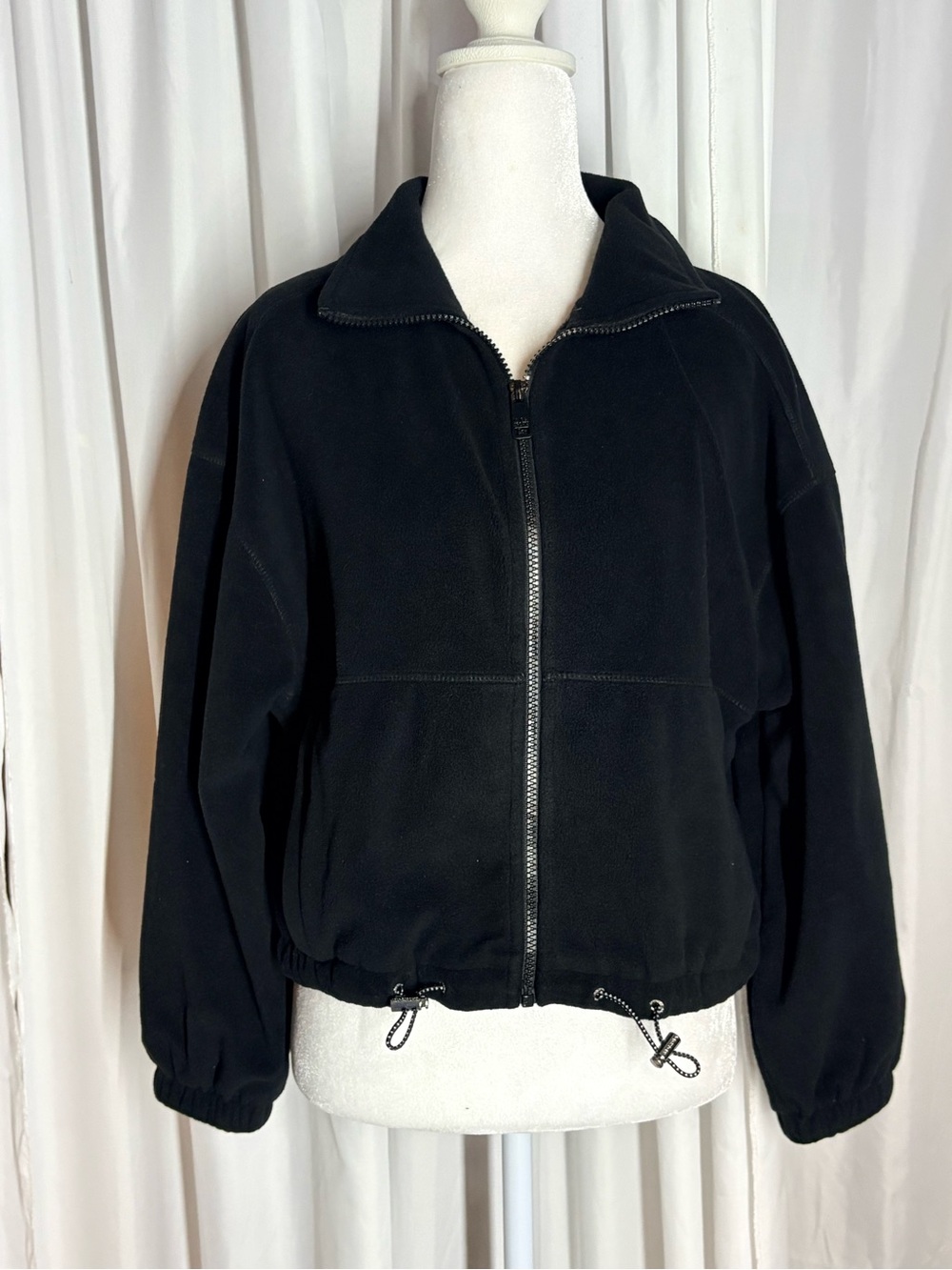 Love & Sports Women's Black Bomber Fleece Jacket - Classic Zip Front XS(0-2)
